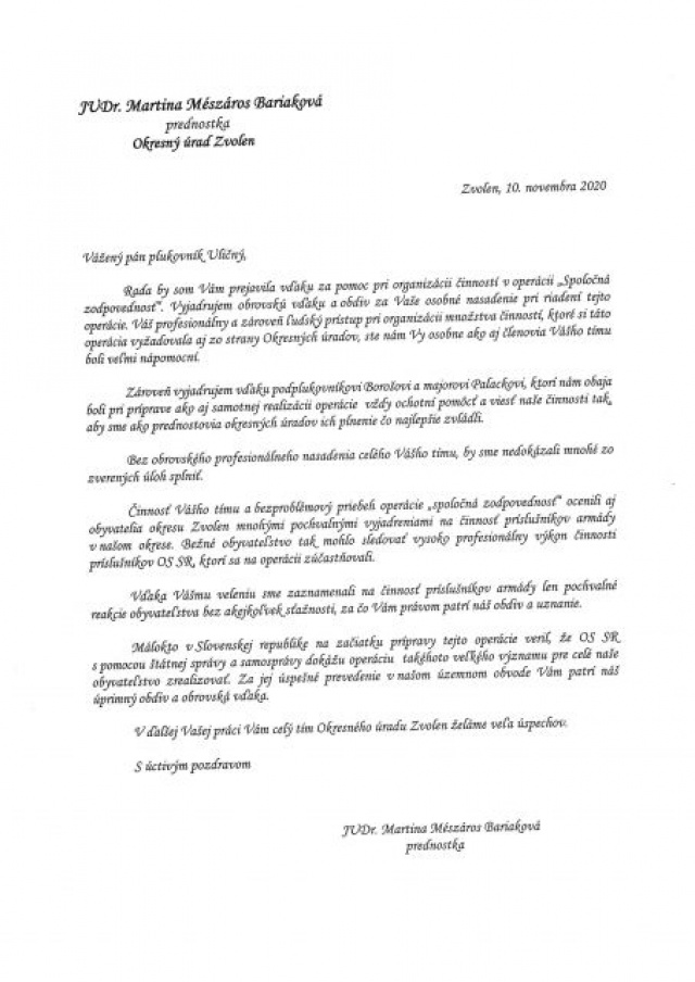 Z ďakovných listov vojakom vyberáme